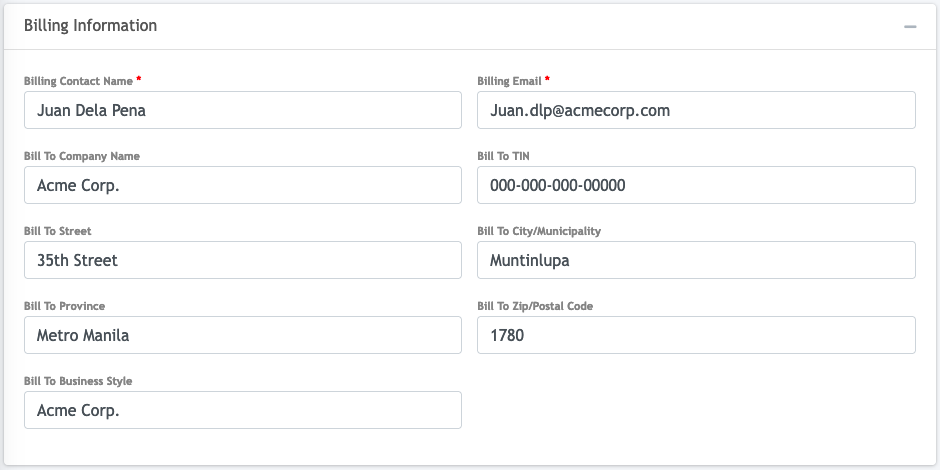 Billing Information